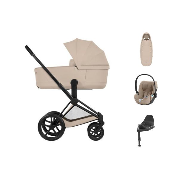 Cybex Priam 5 Comfort Stroller Bundle - Matt Black/Cozy Beige — 1